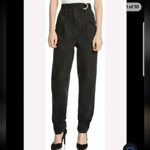 Maje Parisso Black Jeans Taper Leg Pleated High Rise Denim Pants Size 29